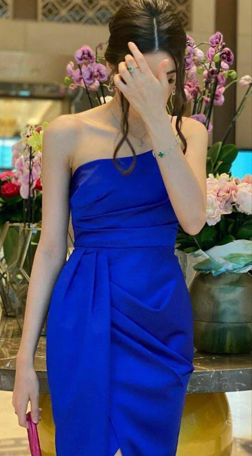 Luolandi Royal Blue Slit Prom Dress Evening Dress Off Shoulder Cocktail Dresses Short Party Dress