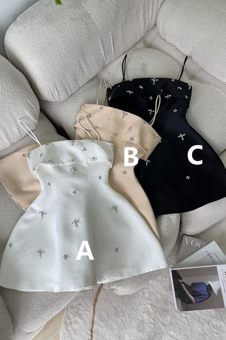 Luolandi Straps A-Line Beading Mini Party Dress Homecoming Dress Formal Dress