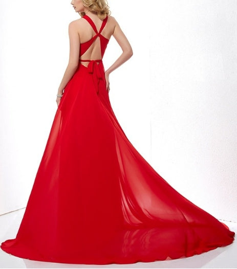 Luolandi A-Line/Princess Halter Sleeveless Long Chiffon Dresses Formal Dress Evening Dress Bridesmaid Dress december wedding guest dress