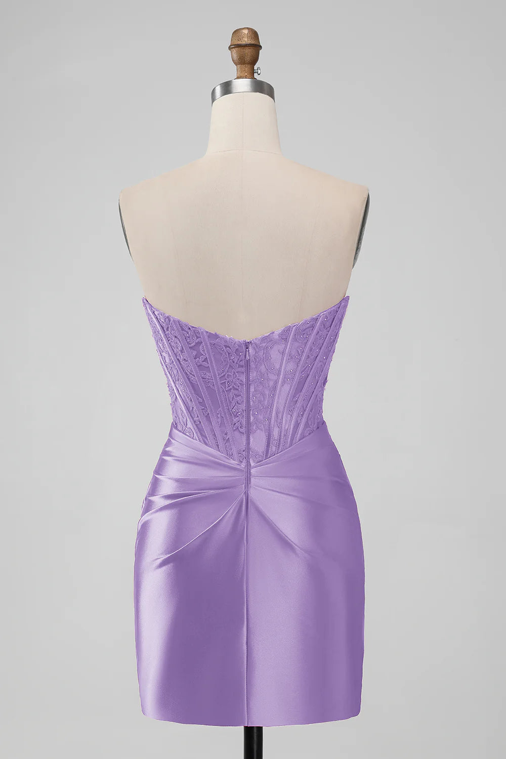 Luolandi Sheath Red Strapless Lace Stain Homecoming Dress Chic Graduation Dress Short Party Dress