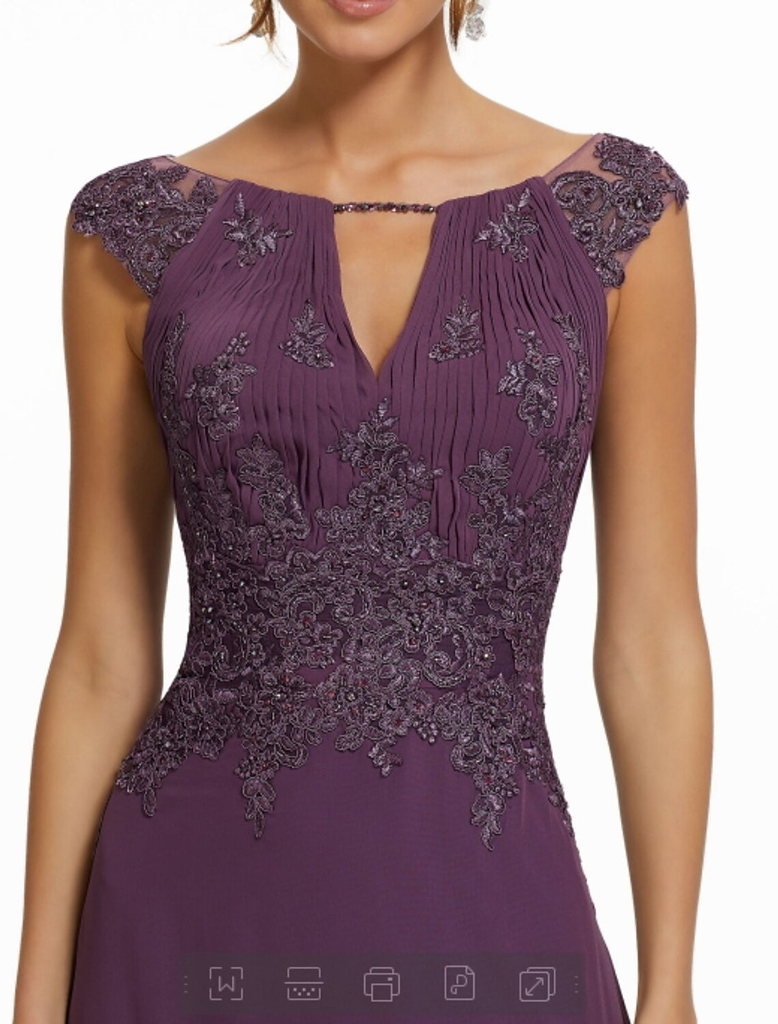 Luolandi Elegant Wedding Guest Formal Evening Dress Jewel Neck Sleeveless Floor Length Chiffon with Appliques Mother of the Bride Dress