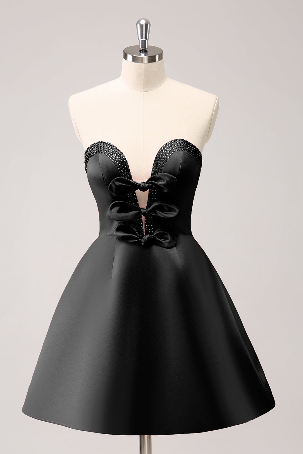 Luolandi Sparkly Fuchsia A Line Beaded Strapless Homecoming Dress With Bows Party Dress