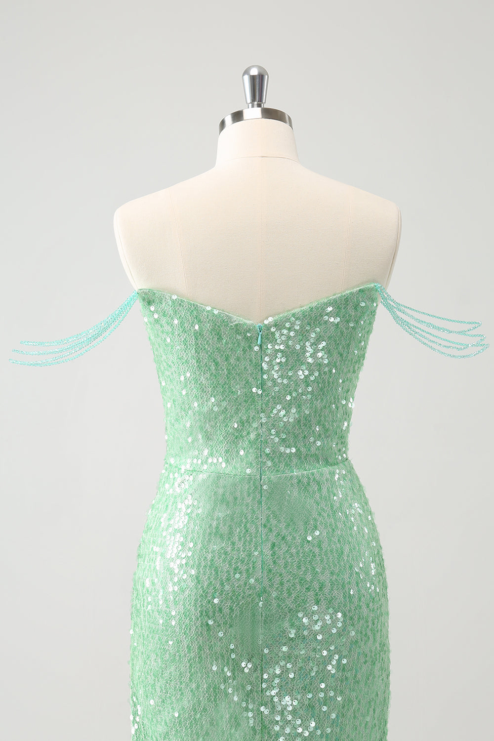Luolandi Green Sequinsed Off The Shoulder Bodycon Homecoming Dress Sparkly Party Dress