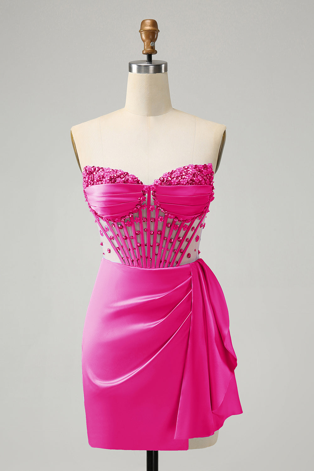 Luolandi Sparkly Blue Bodycon Sweetheart Corset Homecoming Dress With Beading Party Dress