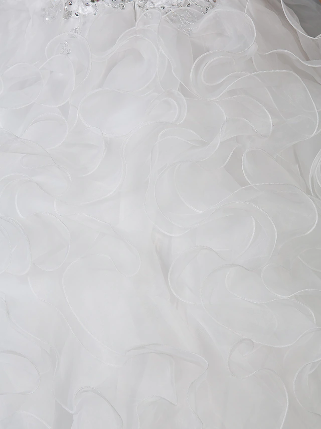 Luolandi Ball Gown Wedding Dresses Sweetheart Neckline Strapless Floor Length Organza Taffeta Sleeveless Sparkle