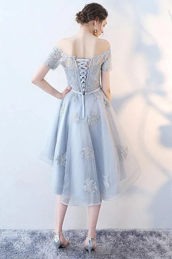 Luolandi Tulle Off-the-shoulder High Low Short Homecoming Dress Beautiful Party Dress