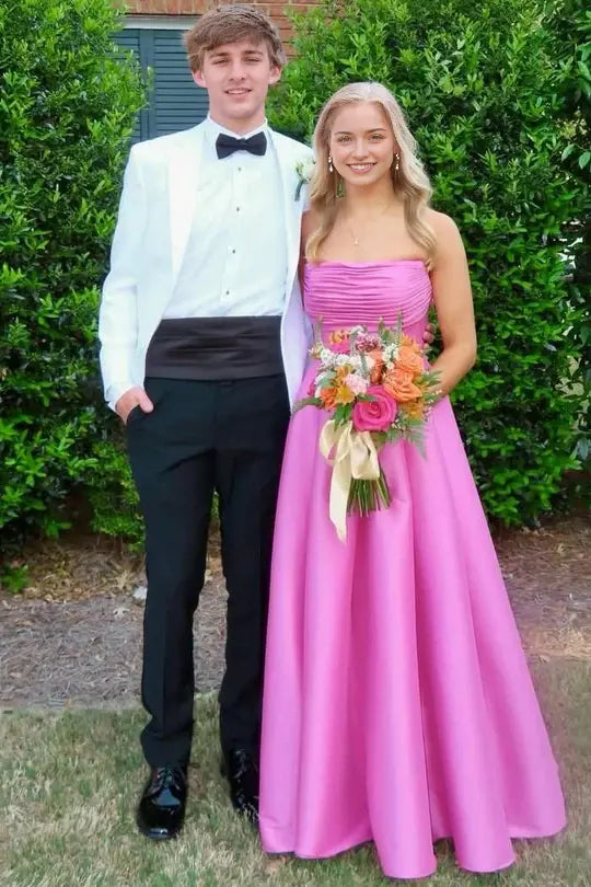 Luolandi Elegant Strapless A-Line Sleeveless Long Formal Prom Dress Charming Party Graduation Dress
