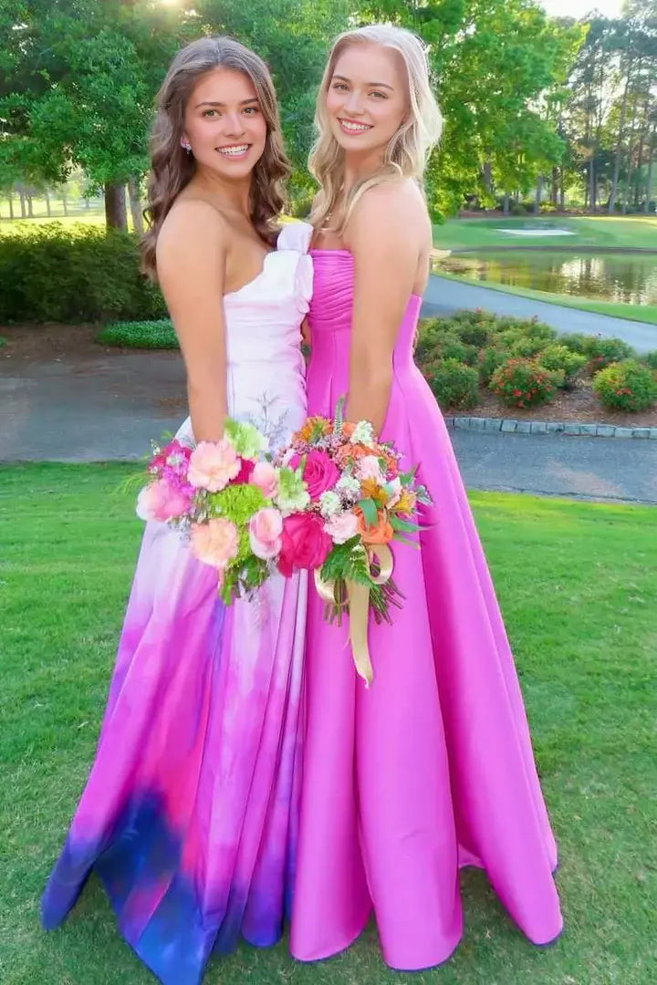 Luolandi Elegant Strapless A-Line Sleeveless Long Formal Prom Dress Charming Party Graduation Dress