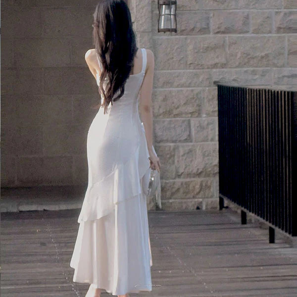 Luolandi Elegant Straps Tiered Ruffles Sleeveless Formal Prom Dress Classy Party Evening Gown