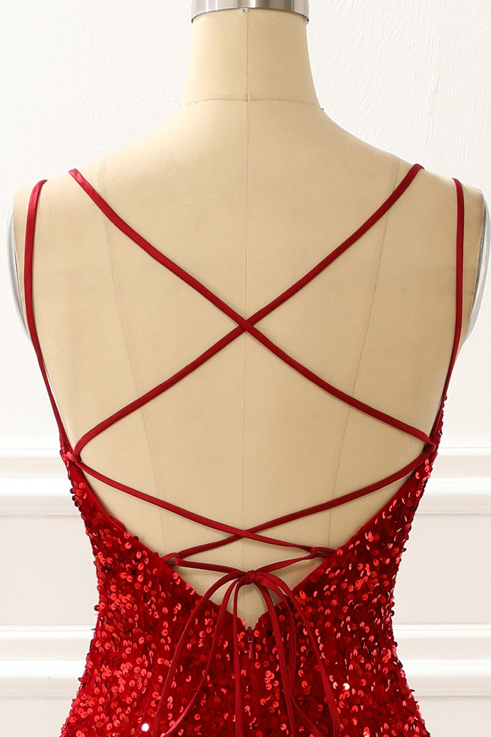 Luolandi Mermaid Red Sparkly Prom Dress With Fringes And Slit Floor Length Sexy Evening Dress