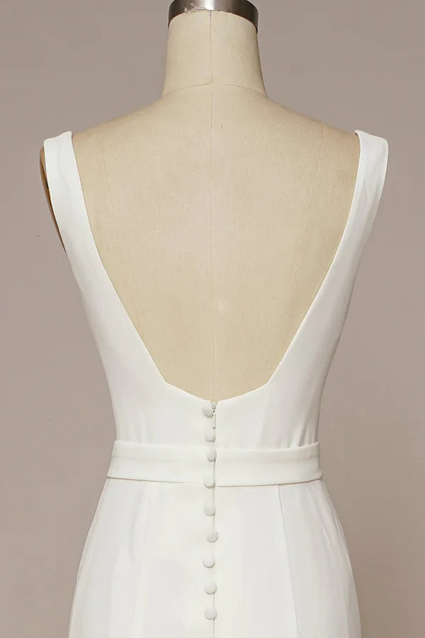 Luolandi Mermaid Square Neck Wedding Dress Open Back