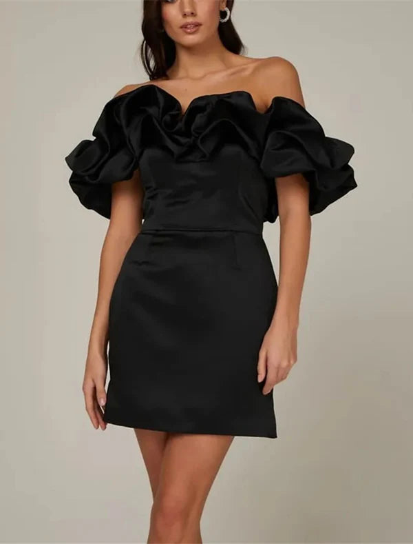 Luolandi Women‘s Party Dress Homecoming Dress Wedding Guest Dress Corset Dress Cocktail Dress Mini Dress Black Red Sleeveless Ruched Spring Summer Off Shoulder Fashion