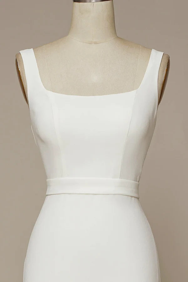Luolandi Mermaid Square Neck Wedding Dress Open Back