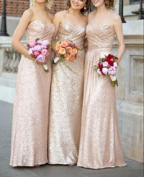 Luolandi Sweetheart Sequin Off Shoulder Bridesmaid Dresses Strapless Long Charming Evening Party Dress