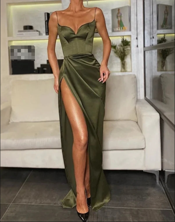 Luolandi Black Mermaid Spaghetti Straps Cheap Long Evening Prom Dresses Sexy Party Dress