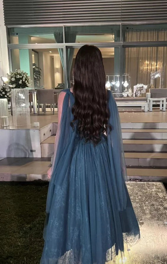 Luolandi Elegant A-line Straps Tulle Long Formal Party Dress Charming Evening Dress