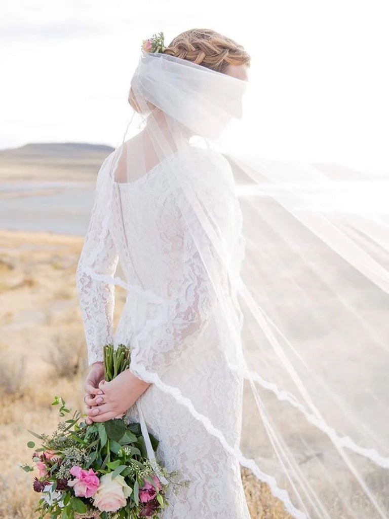 Luolandi Modest Lace Mermaid Wedding Dresses Country With Long Sleeves Gowns Elegant