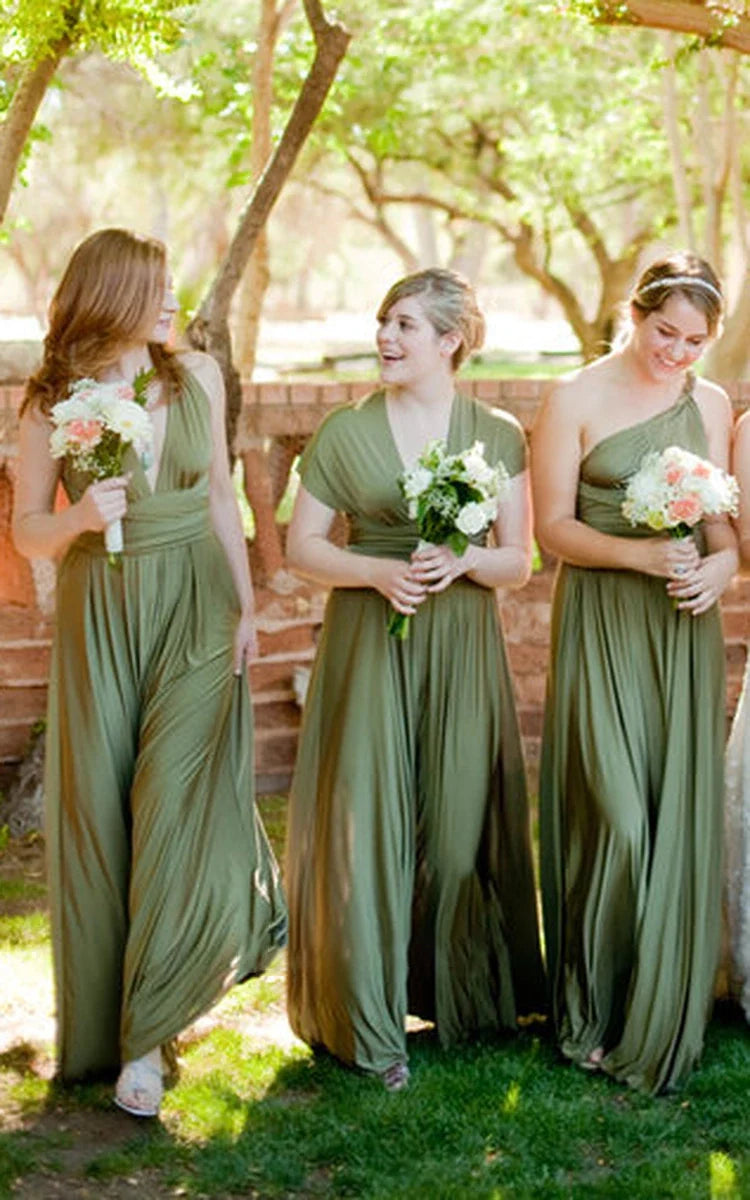Luolandi Simple Garden Bridesmaid Dress with Open Back and Sash Charming Evening Party Dress