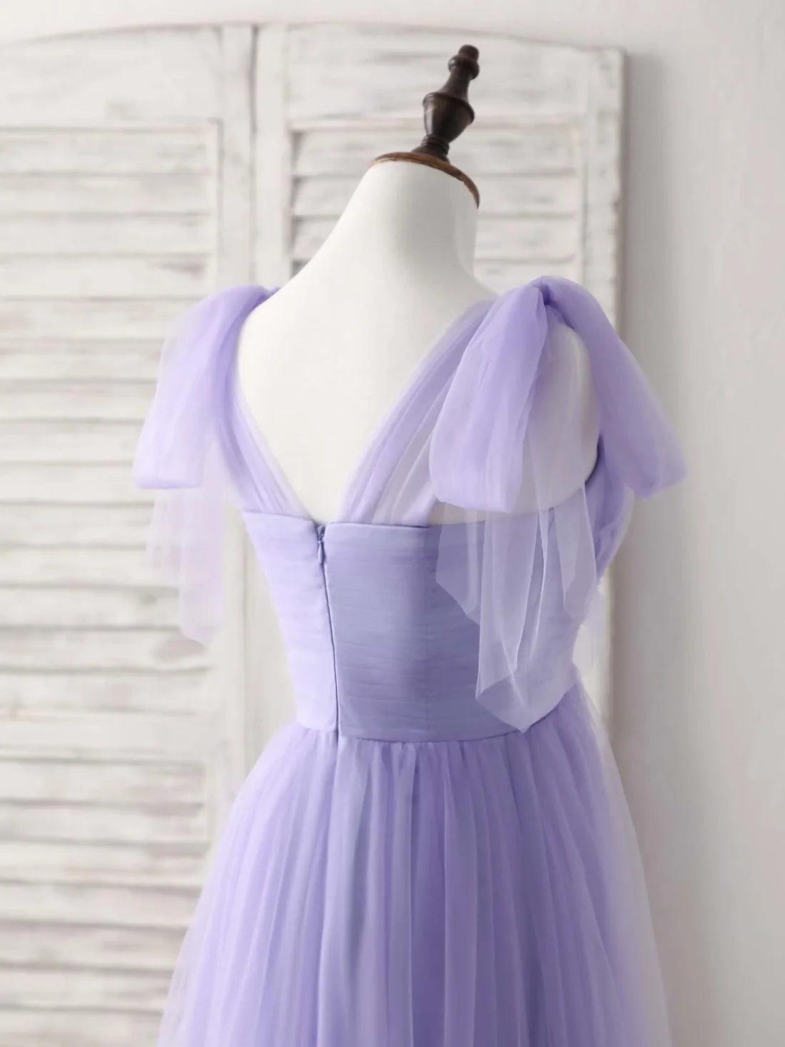 Luolandi Purple Sweetheart Neck Tulle Long Prom Dress Bridesmaid Dress With Beading Beautiful