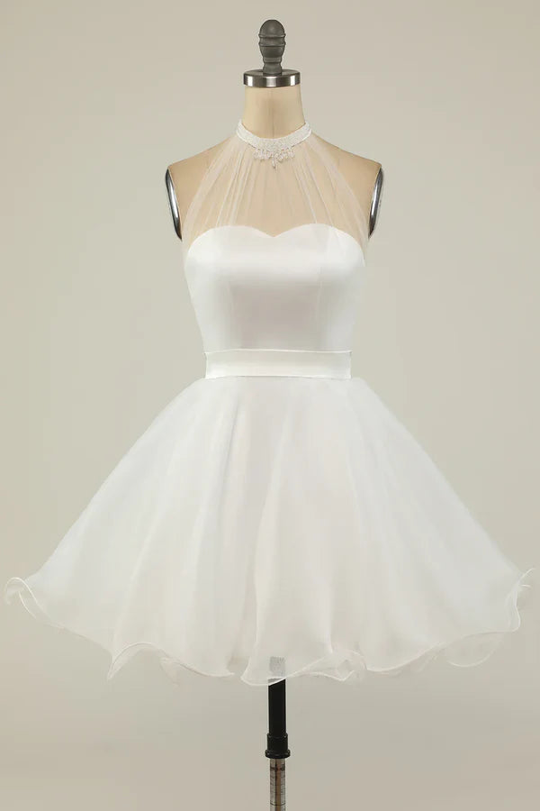 Luolandi Halter Black Tulle Short Prom Dress Homecoming Dress Party Dress