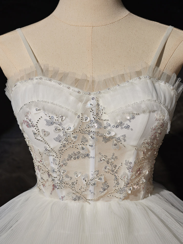 Luolandi Sweetheart Neck High Low Prom Dress Lace Tulle Graduation Dress Chic Wedding Dress Homecoming Dress