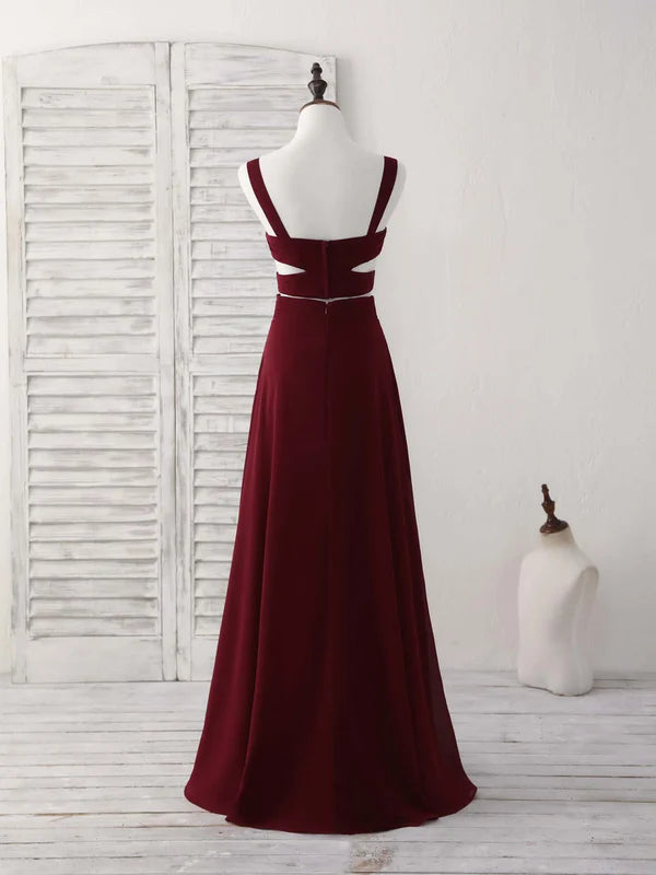 Luolandi Elegant Two Pieces A Line Sleeveless Long Prom Dress Simple Bridesmaid Dress