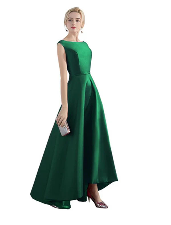 Luolandi Elegant A-Line Evening Gown Minimalist Dress Party Wear Wedding Guest Asymmetrical Sleeveless Satin with Sleek