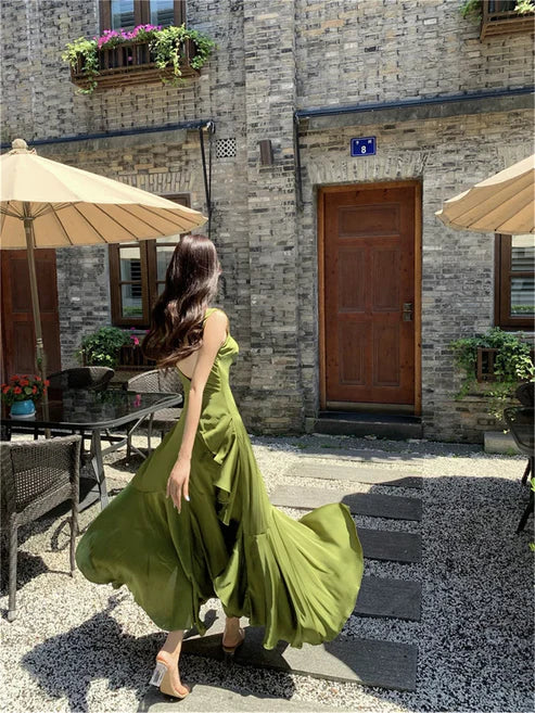Luolandi Elegant Backless Vintage Prom Dress Charming Evening Party Dress Formal Dress With Slit
