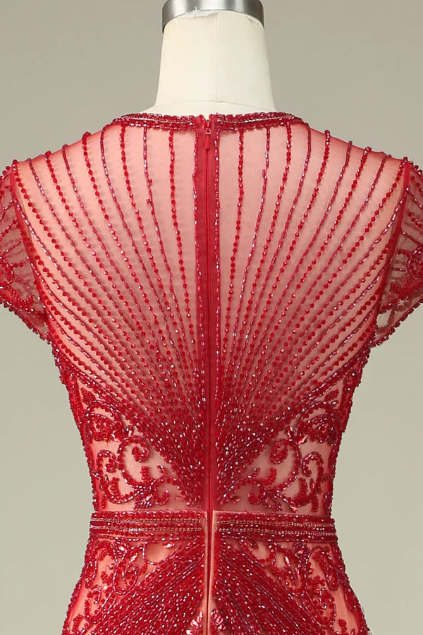 Luolandi Elegant Mermaid Beaded Black Prom Dress Floor-length Party Dress Evening Dress