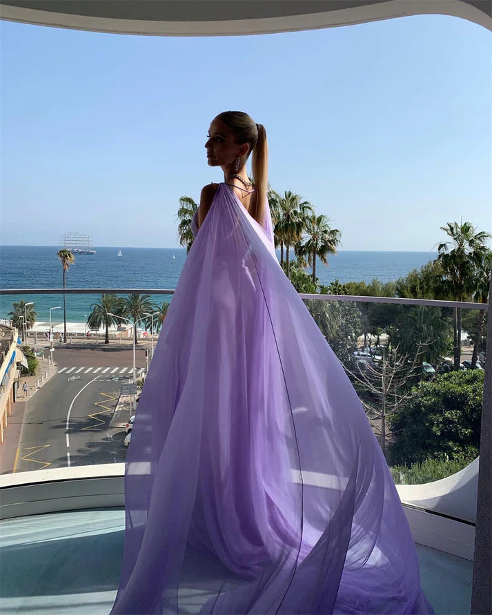 Luolandi Elegant Lilac Long Prom Dress Party Evening Gowns Charming Formal Dress