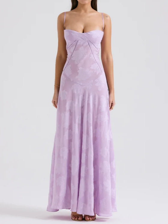 Luolandi Lilac Spaghetti Straps Elegant Long Party Dress Charming Evening Dress Formal Dress