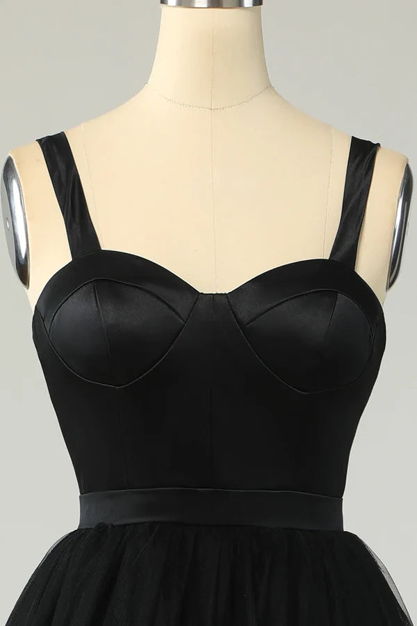 Luolandi Sky Blue Tulle Cocktail Dress Tea Length Sleeveless Dress Solid Color Party Dress