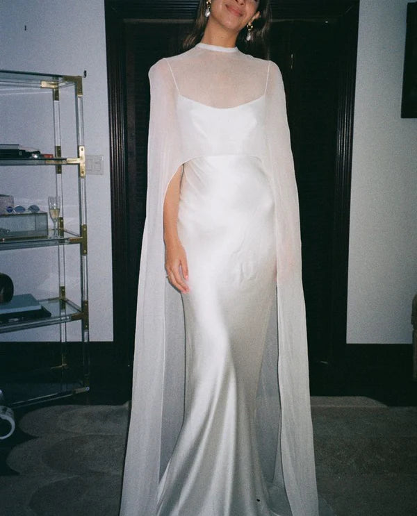 Luolandi Elegant Open Back Mermaid Long Evening Party Dress Light Wedding Dress