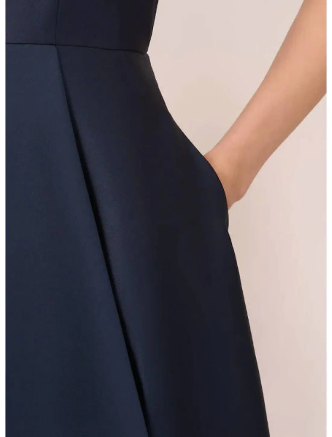 Luolandi A-Line Evening Gown High Low Dress Wedding Guest Asymmetrical Sleeveless Boat Neck Taffeta with Pleats Pocket Solid Color