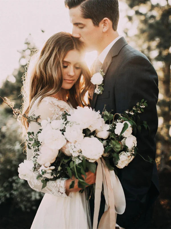 Luolandi Romantic Tulle Wedding Dresses A-line Long Sleeves Bridal Gowns Elegant