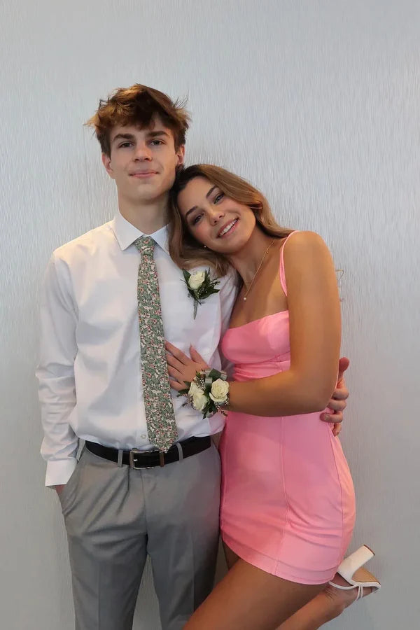 Luolandi Cute Pink Homecoming Dress Cocktail Party Dress Simple Short Formal Dress