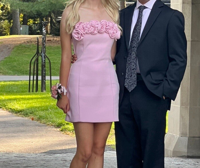 Luolandi Sweetheart Sheath Stapless Short Prom Dress With Flowers Charming Homecoming Dress Lovely Graduation Dress Mini Birthday Party Dress