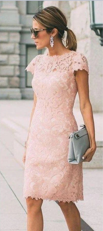 Luolandi Elegant Mother Of The Bride Dress Knee Length Charming Formal Party Dress