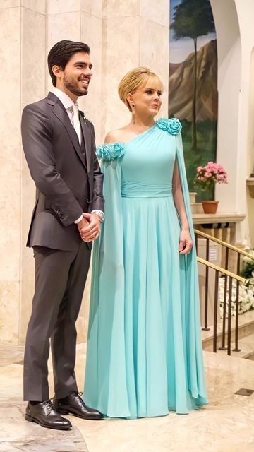 Luolandi Dress Vintage Long One Shoulder Evening Dess With Flower A-Line Mother of the Bride Dress Prom Dress for Women