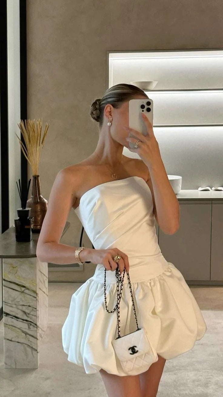 Luolandi Dress Simple Short Strapless Homecoming Dresses Mini Prom Party Dress