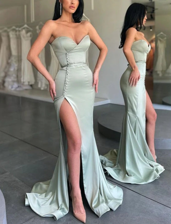 Luolandi Gorgeous Sweetheart Mermaid Long Prom Dress With Side Slit Sexy Evening Dress Party Dress