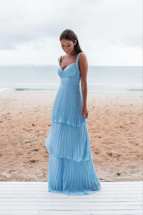 Luolandi Elegant Light Blue Prom Dress Long Evening Dress Charming Party Dress