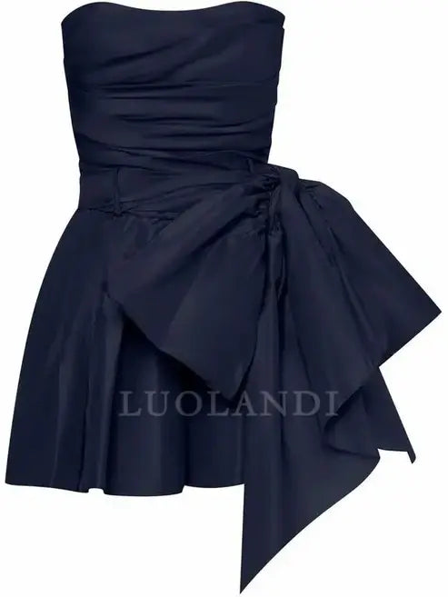 Luolandi Cute Strapless Short Party Dress Lovely Homecoming Dress With Bow Graduation Dress