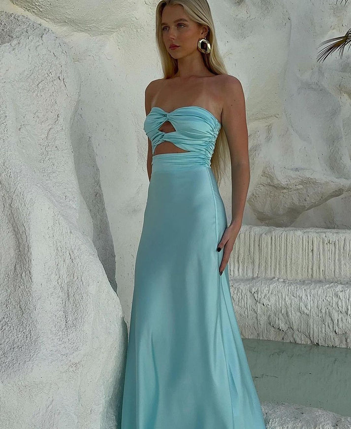 Luolandi Dress Strapless Tiffany Blue Sheath Long Prom Dress Charming Evening Party Dress
