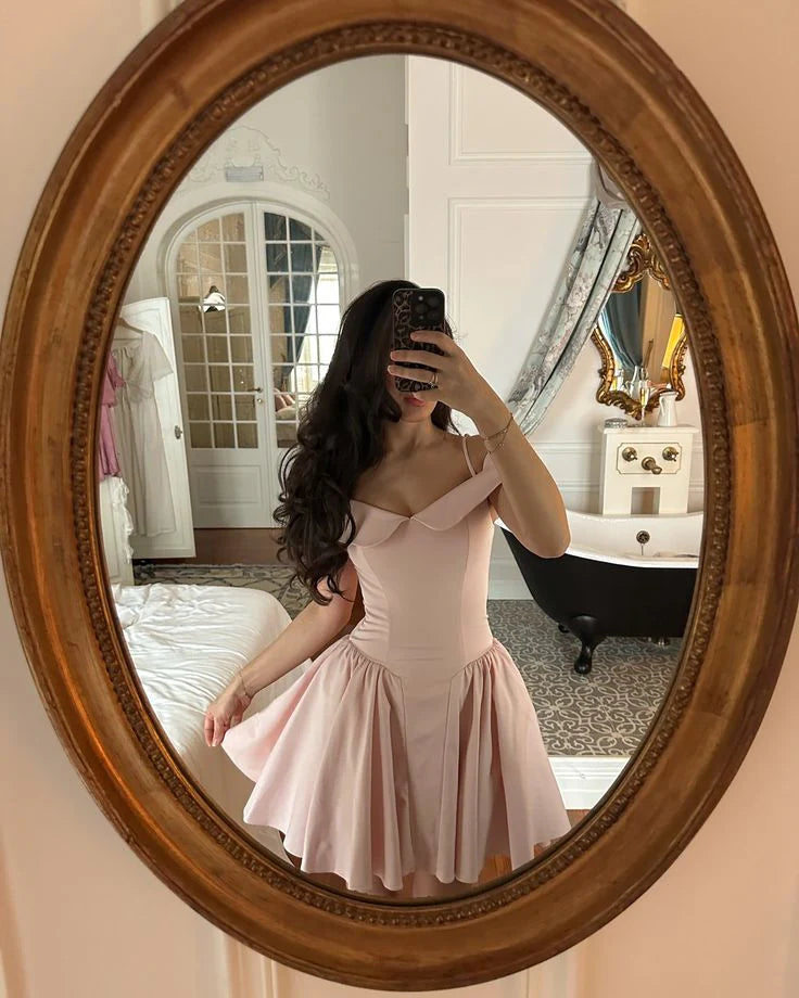 Luolandi Sweetheart A Line Off Shoulder Short Prom Dress Lovely Homecoming Dress Cute Graduation Dress Birthday Party Dress