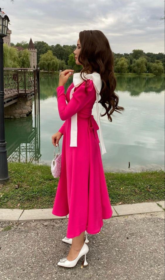 Luolandi Dress A Line Long Sleeves Elegant Party Prom Dresses Charming Formal Dress With BowKnot