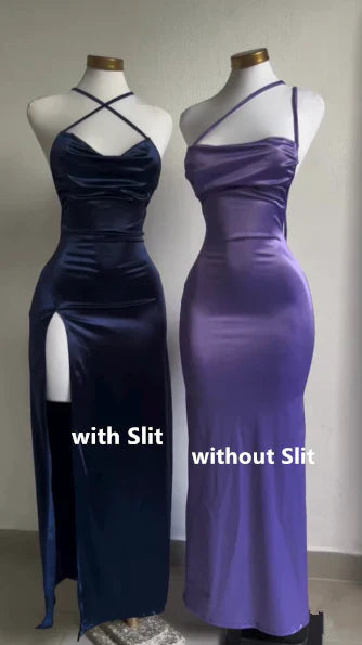 Luolandi Vintage Backless Ruffle Asymmetrical Midi Length Party Dress Simple Formal Dress