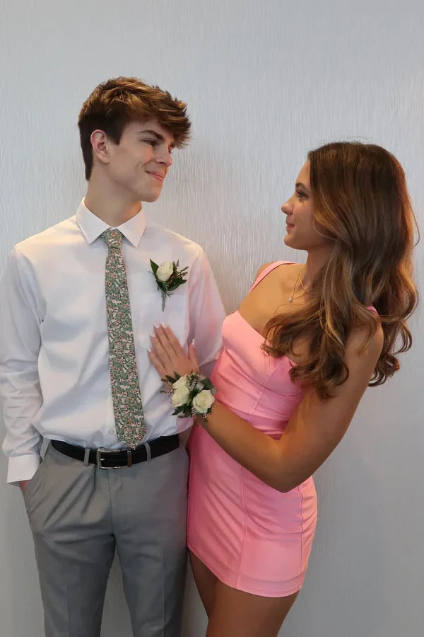 Luolandi Cute Pink Homecoming Dress Cocktail Party Dress Simple Short Formal Dress