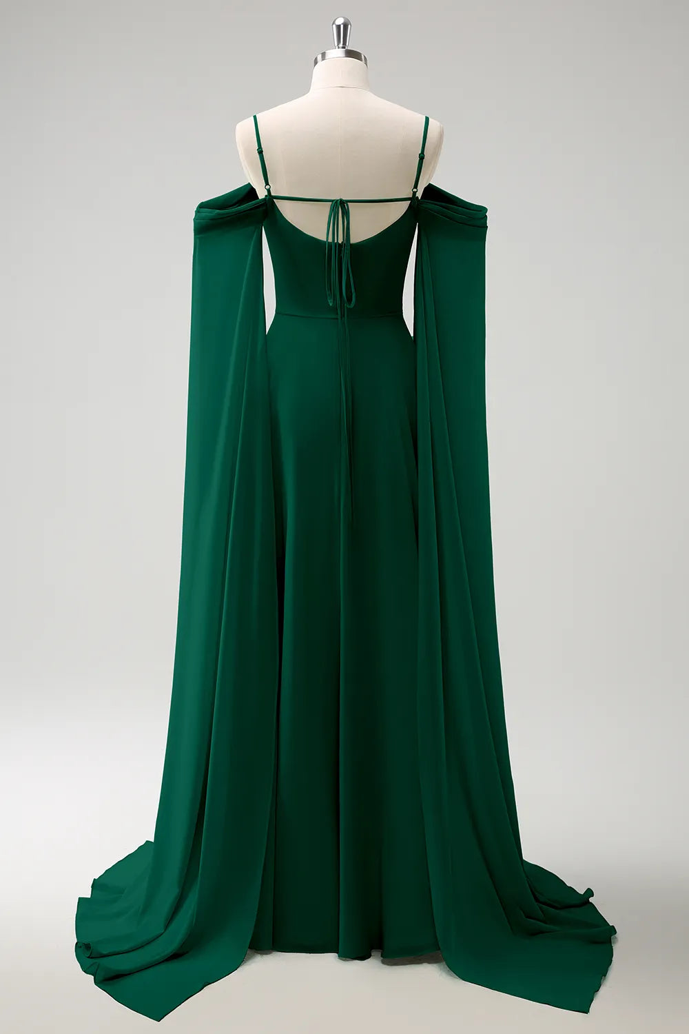 Luolandi Light Green Cold Shoulder A-Line Chiffon Watteau Train Bridesmaid Dress Charming Evening Party Dress Formal Dress