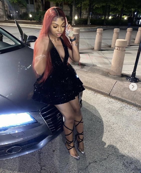 Luolandi Sexy Black Sparking V-neck Back Open Tiered Sequin Graduation Gown Short Party Homecoming Dress